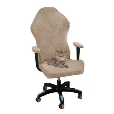 Imagem de Kitegrese Capa de cadeira de jogos, com capas de poltrona capa de assento de cadeira de jogo jacquard removível macia (cáqui)