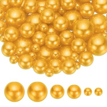 Imagem de PATIKIL Contas de pérolas falsas de 8/14/20 mm, 150 peças de enchimento de vaso de centro de mesa, contas redondas para festa, aniversário, casamento, decoração de mesa, caixa de presente, amarelo