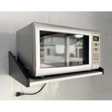 Imagem de Prateleira suporte para microondas 35L branco com preto - kaza das pra