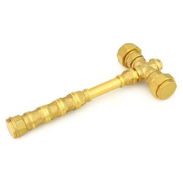 Imagem de GASHER Martelo Thor médio dourado, martelo decorativo dourado feito à mão, 33 cm de comprimento