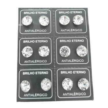 Imagem de Brinco Em Aço Inox Kit De 6 Pares  12 Unidades  8Mm