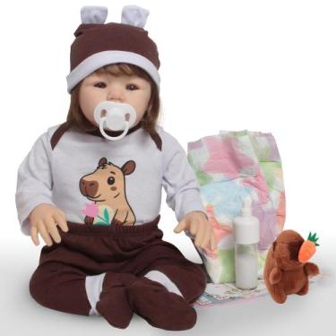 Imagem de Boneca Reborn com Roupinha Capivara e Pelúcia Fofo - Cegonha Reborn Do