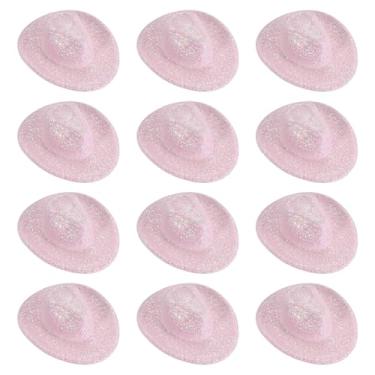 Imagem de PATIKIL Mini chapéus de caubói, 12 peças de chapéu de cowboy ocidental em miniatura para artesanato, decoração de festa, fantasia de boneca para animais de estimação, estilo glitter, rosa