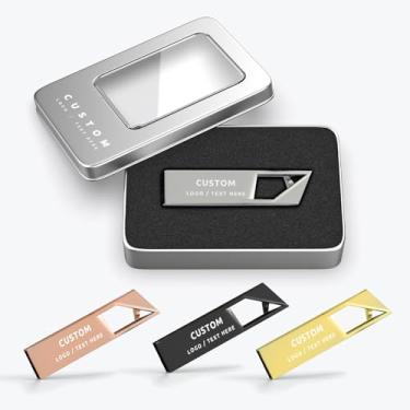 Imagem de Flash Drives USB personalizados a granel | Sticks USB com logotipo personalizado para brindes, eventos e promoções corporativos | Memory Sticks de marca para empresas, escolas, casamentos (100.256 MB)