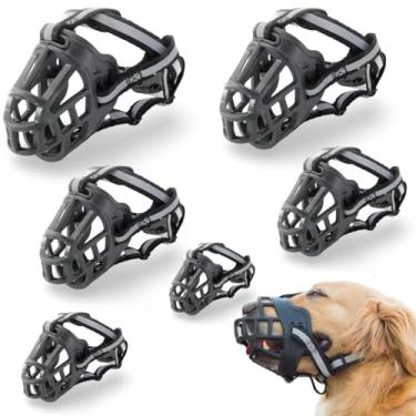 Imagem de Kit 6 Focinheiras Reforçadas Silicone Ajustável P/Cachorros Bacon Born Pet