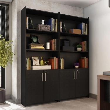 Imagem de Armario Multiuso Para Escritório Duplo Com Chave Notável Móveis Preto Tx