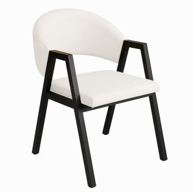 Imagem de Cadeira De Jantar Antonella Corino Estilo Poltrona Com Pés Preto - 7 Decor Branco