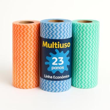 Imagem de Kit 3 Rolo Pano Multiuso Descartáveis Limpeza Cozinha Pia e Superfícies Sem Resíduos Alta Absorção Eficiente Praticidade 23 Unidades Por Rolo Ideal Para Limpeza Pesada ou Diária