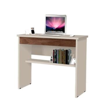 Imagem de Mesa Gamer Escrivaninha Estudo Mesinha Home Oficie 1 Gaveta Notebook PC(OffWhite/Canela)