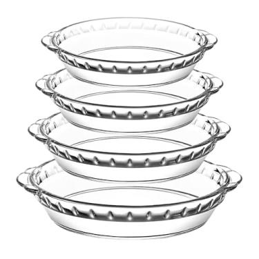 Imagem de LIFE - Travessas de Vidro Redondas Tamanhos 7P, 8P, 9P e 10P Travessas Refratárias Transparentes Armazenar e Preparar Alimentos, Ideal para Mesa Posta, Forno e Receitas do Dia a Dia