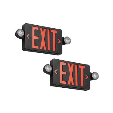 Imagem de TANLUX Placa de saída preta com luzes de emergência, luz LED de saída de emergência com bateria reserva, certificação UL, AC 120/277V, combinação de luzes de emergência comerciais para empresas