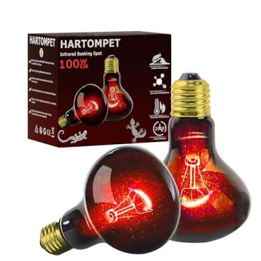 Imagem de HARTOMPET Lâmpada de calor infravermelho UVA de 100 W, luz vermelha para lagarto, lagartixa, tartaruga e pintinhos, emissor de calor vermelho de alto desempenho para tanques de répteis, chocadeiras de