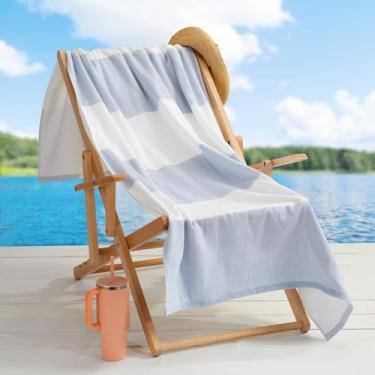 Imagem de Loon & Lake Toalhas de praia listradas de luxo – Pacote com 2 | Grande tamanho 91 cm x 182 cm | Feito de 100% algodão penteado | Toalha de praia de pelúcia e absorvente | Fouta & Terry | Coleção Balch