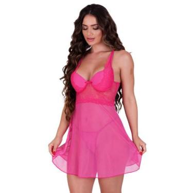 Imagem de Camisola com Bojo Tule Transparente e Calcinha Elisa - NAKA MODAS, GG,