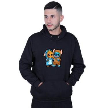 Imagem de Moletom Unissex Canguru Lilo stitch And Groot - Lafre, Preto, GG