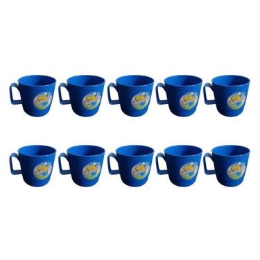 Imagem de Kit C/ 10 Caneca Plástico Escolar Merenda - delverano, azul