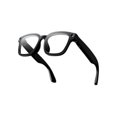Imagem de ZXQ Óculos de sol para câmera inteligente AI, armação preta com lentes escuras, óculos de gravação digital para fotos e vídeos, Lente preta + transparente, One Size Fits Most Adults