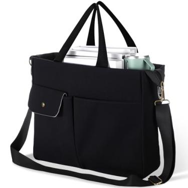 Imagem de Sadnyy 1 bolsa feminina de veludo cotelê com bolsos, bolsa transversal grande para trabalho, laptop, faculdade (preto)