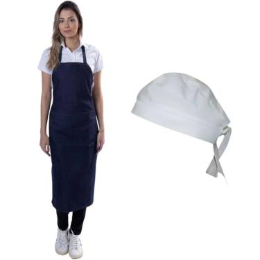 Imagem de Kit Chef Profissional Avental Bandana Cozinha Restaurante Unissex