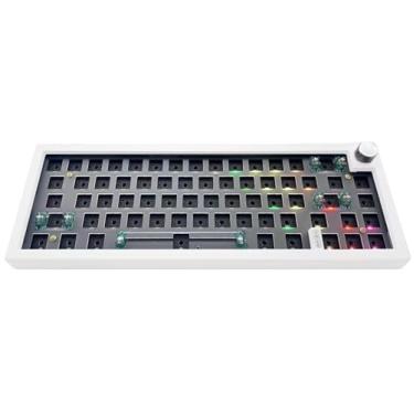 Imagem de BOYI GMK67Pro Kit de teclado Barebones, QMK/VIA Programável BT5.0/2.4G/Tipo-C Tri-Mode RGB Junta Montado 65% Compacto Personalizado RGB 4000mAh Teclado Mecânico com Botão Kit DIY (Branco)