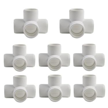 Imagem de Runseaway 8 peças 1/5.1 cm conector de cotovelo de encaixe de PVC de 4 vias, tubo de grau de móveis, saída lateral de cotovelo de 90 graus, acessórios de canto de ângulo reto para estruturas de