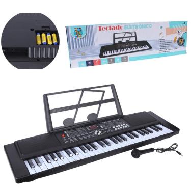 Imagem de Teclado Musical Iniciante Piano Eletrônico 54 Teclas Preto