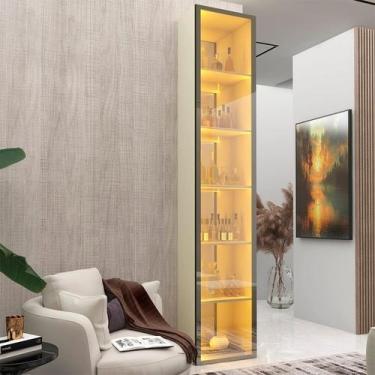 Imagem de Cristaleira 1 Porta Reflecta com Fita Led e Espelho 100% Mdf Luminare 