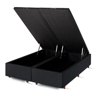 Imagem de Base Box Baú King Bipartido Suede Preto 42x193x203