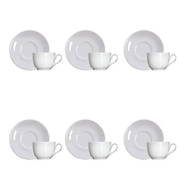 Imagem de Germer, Conjunto de xícara e pires para chá em porcelana, modelo Coup, 240 ml, 12 unidades (6 conjuntos), Branco