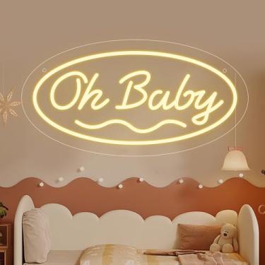 Imagem de Neonawall Oh Baby Neon Sign for Wall Decor Light Up Letters Led Sign Birthday Party Signs Led Decorative Night Signs Baby Room Decorations Christmas Party Gifts for Girls Friends Bedroom Home