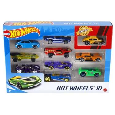 Imagem de Kit 10 carrinhos básicos sortidos hot wheels - mattel 54886
