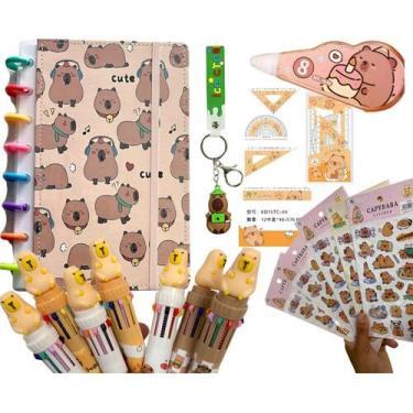 Imagem de Kit Capivara 6 Itens Escolar Fofos Capyvara Agenda - Shop da Cris