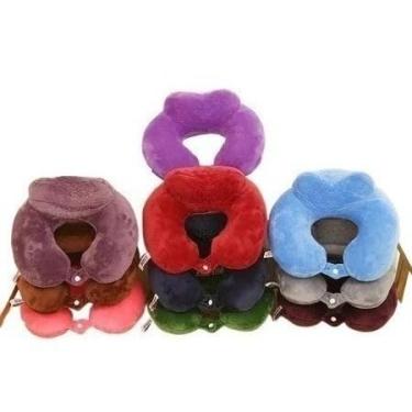 Imagem de Travesseiro de Pescoço para Viagem Travesseiro de Pescoço para Adulto Camurça com Botões Toque Macio(0359,feminino)