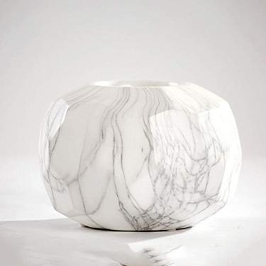 Imagem de 5sssallefaa Linhas de moda piso de mármore sala de estar vaso de cerâmica vaso de flores inserir flores secas ornamentos de mesa para sala de estar (tamanho: P) ()