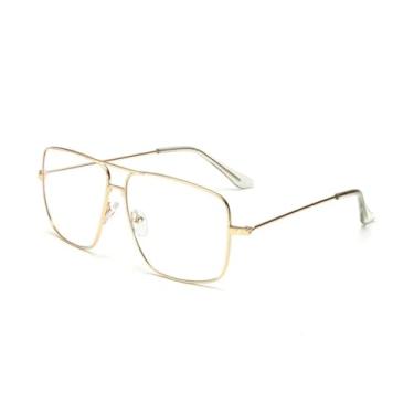 Imagem de HPIRME Óculos de grau vintage com armação dourada, masculino e feminino, lentes retrô, lentes transparentes (dourado)