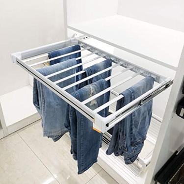 Imagem de CUTPOIY gcx Closet Pull Out Calças Rack Cabide Trilho Largura Ajustável Organizador Rack para Guarda-Roupa (Tamanho: (45-60)*46cm) ((85)
