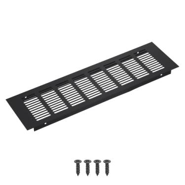 Imagem de PATIKIL Grade de ventilação retangular de 35 x 10 cm, 1 peça de cobertura de ventilação de alumínio com parafusos de montagem para guarda-roupa de porta de armário de armário, preto