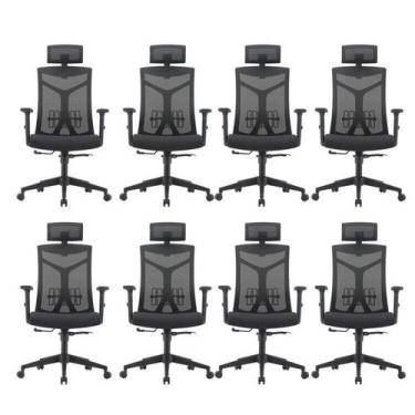 Imagem de Kit 8 Cadeiras Escritório Presidente Nr17 Office Lugano Preto - Espres