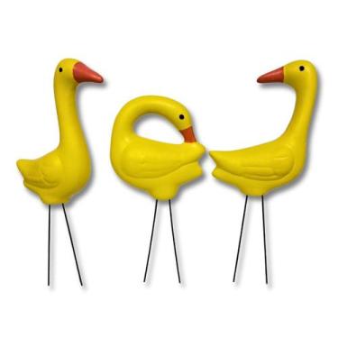 Imagem de Trio de patinhos em cerâmica pequeno decoração vaso e jardim - Loja Mi