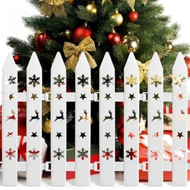 Imagem de 5 peças de plástico branco cerca de pátio enfeites de árvore de Natal cerca de jardim interno decoração de casa DIY suprimentos de decoração