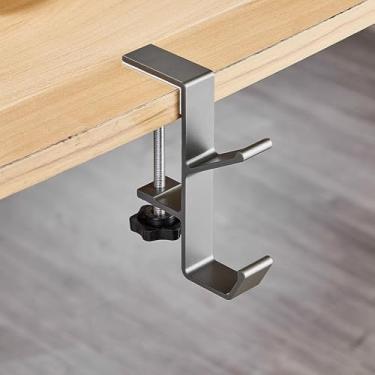 Imagem de Suporte de fone de ouvido embaixo da mesa, gancho de mochila, gancho de mesa com braçadeira de braço ajustável, bolsa feminina, bolsa de mão e suporte de bolsa