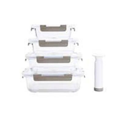 Imagem de Kit 4 Potes Vidro Vácuo E Bomba Succção 1,52/1,04/640/370Ml