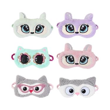 Imagem de Máscaras para dormir, 6 peças de bicho de pelúcia, olho fofo de coelho, gato e coruja