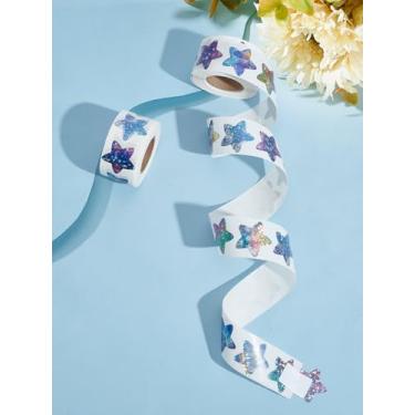 Imagem de 1000 peças adesivos autoadesivos de papel para presente, orquídea média, céu estrelado, estrela, adesivos, rolo para cartões, caixas de presente, sacos de brindes, selos de envelope, estrela: 2,5 x