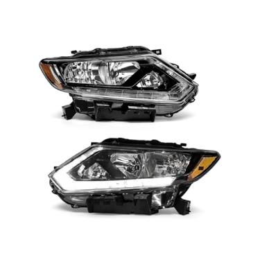 Imagem de Para Nissan Rogue 14 15 16/2014-2016 Rogue Black Housing Farol Assembly with Clear Lens Amber Reflector Headlamp Replacement Driver and Passenger Side