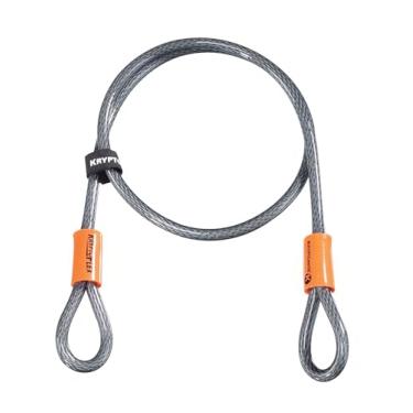 Imagem de Kryptonite Cabo de segurança KryptoFlex, cabo antifurto de aço trançado longo de 2,6 pés/1,2 m, com extremidades em loop para equipamentos externos, trava em U e cadeado, 5 mm-10 mm de espessura