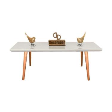 Imagem de Mesa De Centro Retangular Com Vidro 80x50 Branco
