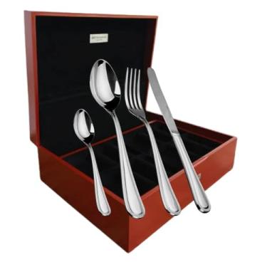 Imagem de Faqueiro Pearl Aço Inox com Estojo Madeira 101pç Fracalanza