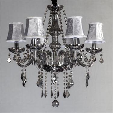 Imagem de Lustre de cristal de luxo europeu com LED, estilo americano, para sala de estar, restaurante, quarto, villa, hotel, loja de roupas, salão de beleza, café, bar, karaokê (AB 6 lâmpadas)