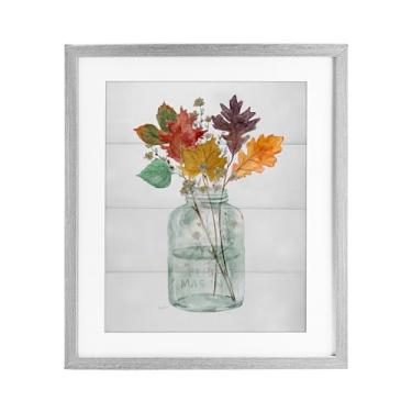 Imagem de Stupell Industries Harvest Home Leaves Jar Impressão emoldurada branca sob vidro, design de Livi Finn, 16 x 13